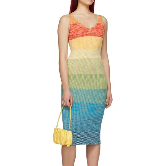 STAUD Dresses & Skirts - NEW STAUD "Dana" Rainbow Sweater Dress Bodycon Rib Knit Sleeveless Maxi Size M